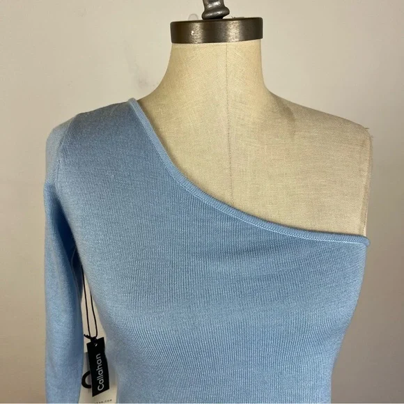 Callahan Blue One Shoulder Knit Top - Picture 3 of 7